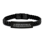 Inspirational Operator Gifts for Men - Interlaced Leather Bracelet, 'All Men Are Created Equal But The Coolest Become An Operator', Father's Day Unique Gifts from Men - Image 1