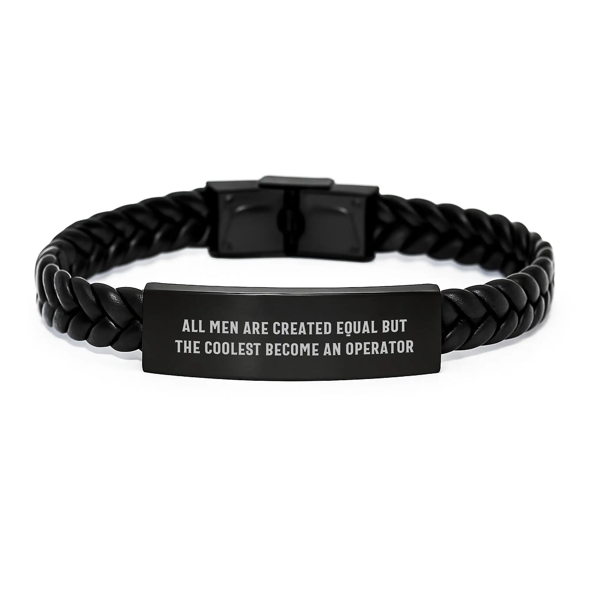 Inspirational Operator Gifts for Men - Interlaced Leather Bracelet, 'All Men Are Created Equal But The Coolest Become An Operator', Father's Day Unique Gifts from Men - Image 1