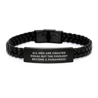 Funny Rescue Worker Gifts for Men - Engraved Interlaced Leather Bracelet, Mother's Day Unique Gifts from Family to Rescue Worker Heroes - Image 1