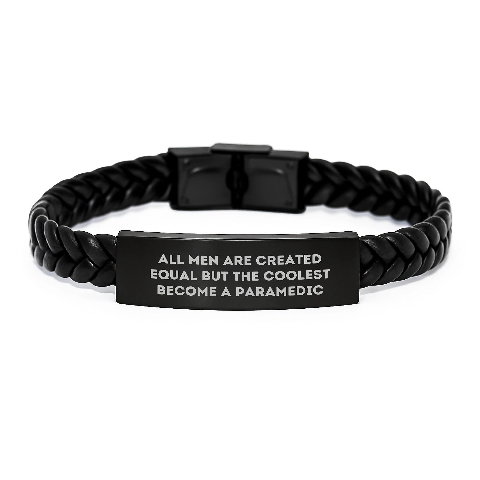 Funny Rescue Worker Gifts for Men - Engraved Interlaced Leather Bracelet, Mother's Day Unique Gifts from Family to Rescue Worker Heroes - Image 1