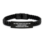 Gifts from Crime Scene Enthusiasts, Unique Interlaced Leather Bracelet for Crime Scene Technician, Funny Do Not Make Me Use My Crime Scene Technician Voice - Image 1