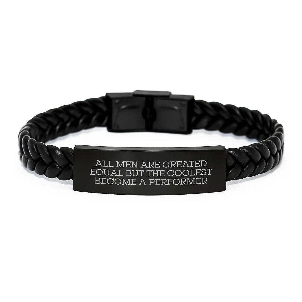 Performer Birthday Gift Keepsake Interlaced Leather Bracelet for Him - Image 1