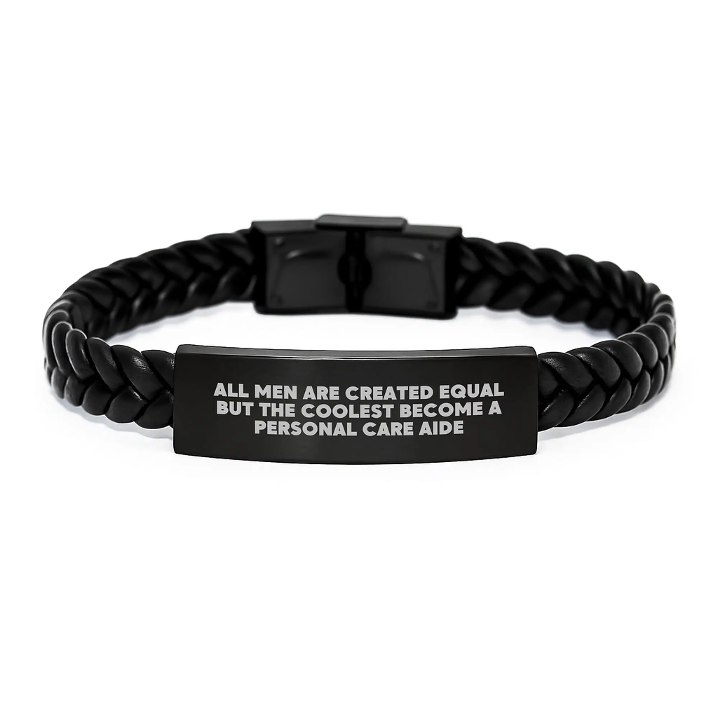 Funny Personal Care Aide Gifts for Men - Graduation Unique Gifts from Family - Interlaced Leather Bracelet for Personal Care Aide - Image 1