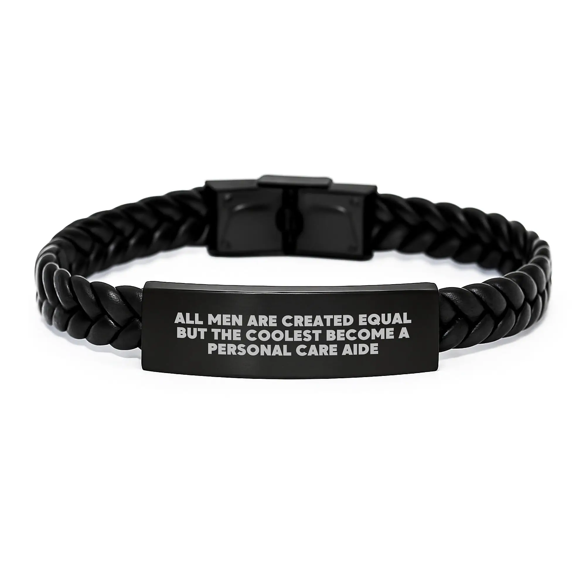 Funny Personal Care Aide Gifts for Men - Graduation Unique Gifts from Family - Interlaced Leather Bracelet for Personal Care Aide - Image 1