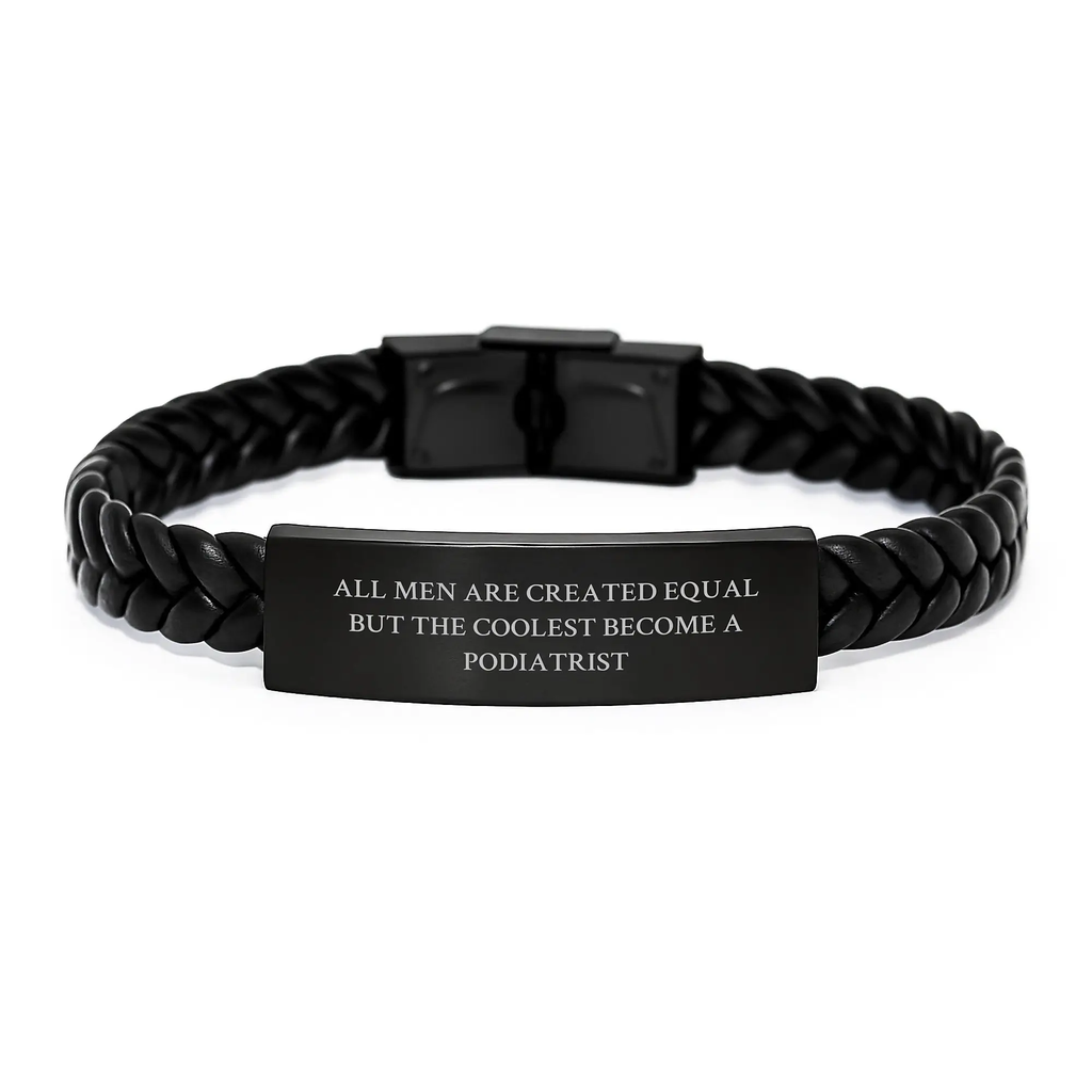 Podiatrist Keepsake Interlaced Leather Bracelet for Him Birthday Gift - Image 1