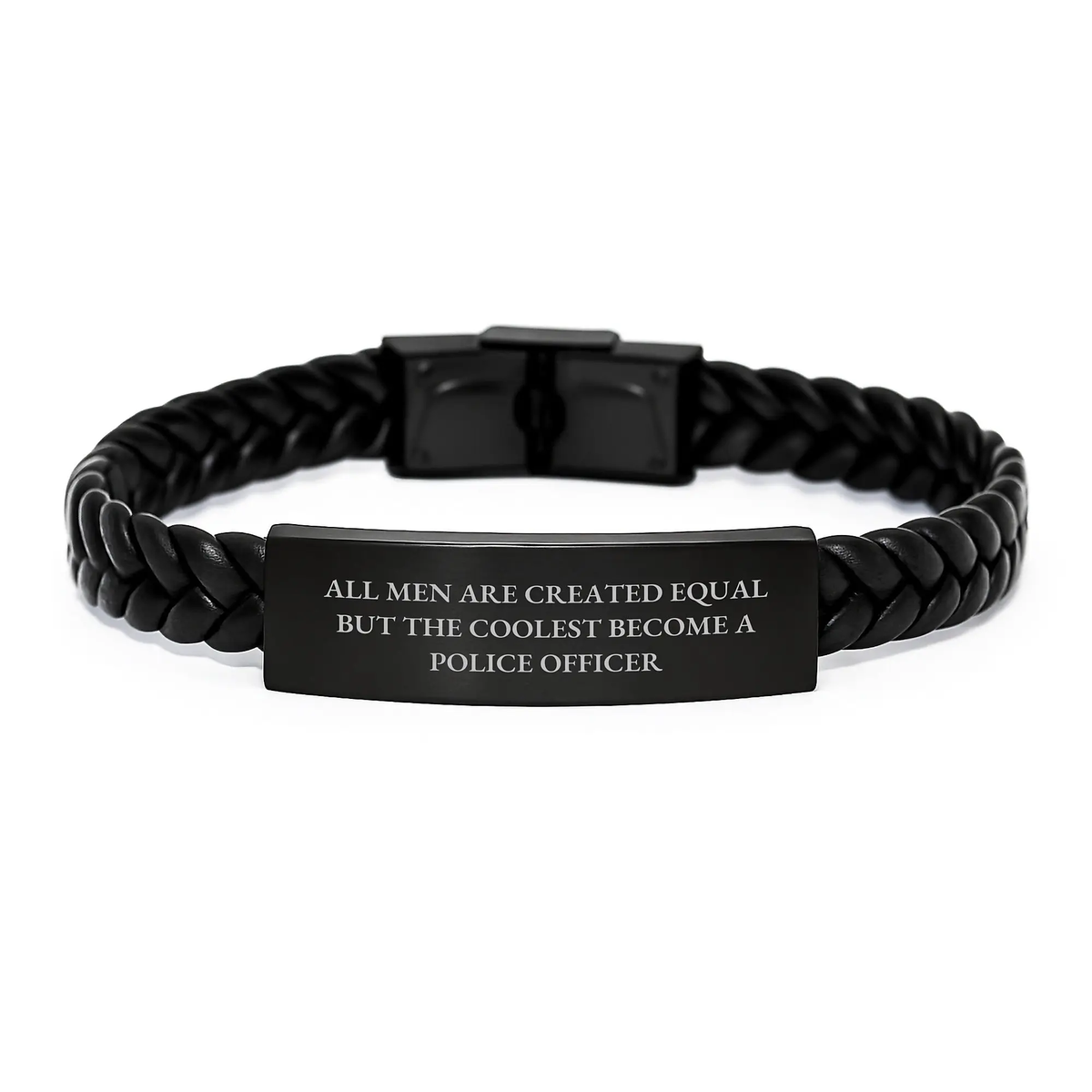 Police Officer Keepsake Interlaced Leather Bracelet for Him Gift Coolest - Image 1