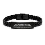 Unique Gifts for Postal Worker, Men Leather Bracelet with Stainless Steel Engraving - Funny Quote Mother's Day Unique Gifts from Family - Image 1