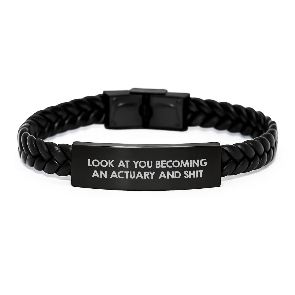Actuary Birthday Gift Essential Interlaced Leather Bracelet - Image 1