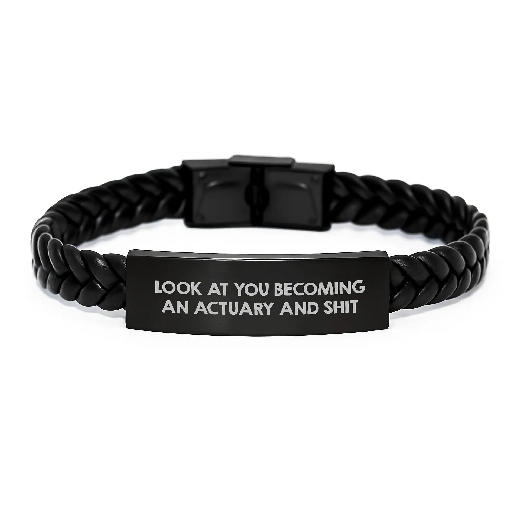 Actuary Birthday Gift Essential Interlaced Leather Bracelet - Image 1