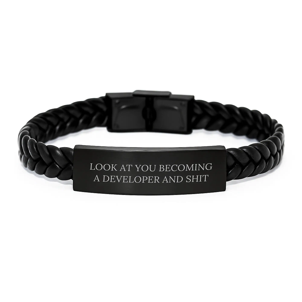 Funny Developer Gifts, Interlaced Leather Bracelet for Coding Friends - Gifts from Men, Women, Coworkers to Developers - Image 1
