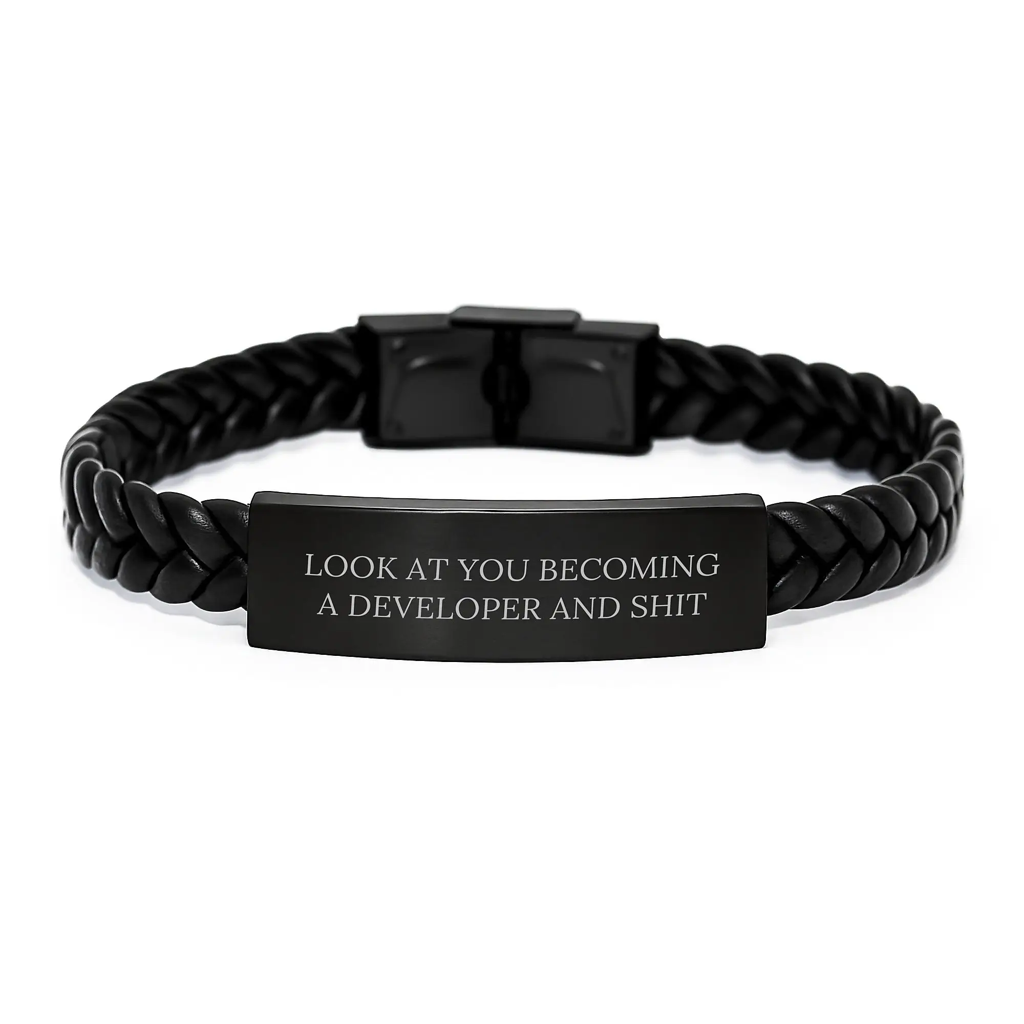 Funny Developer Gifts, Interlaced Leather Bracelet for Coding Friends - Gifts from Men, Women, Coworkers to Developers - Image 1