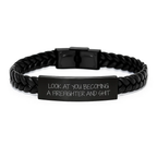 Funny Firefighter Gifts for Men, Interlaced Leather Bracelet for Firefighter Graduation Unique Gifts from Friends and Family - Image 1