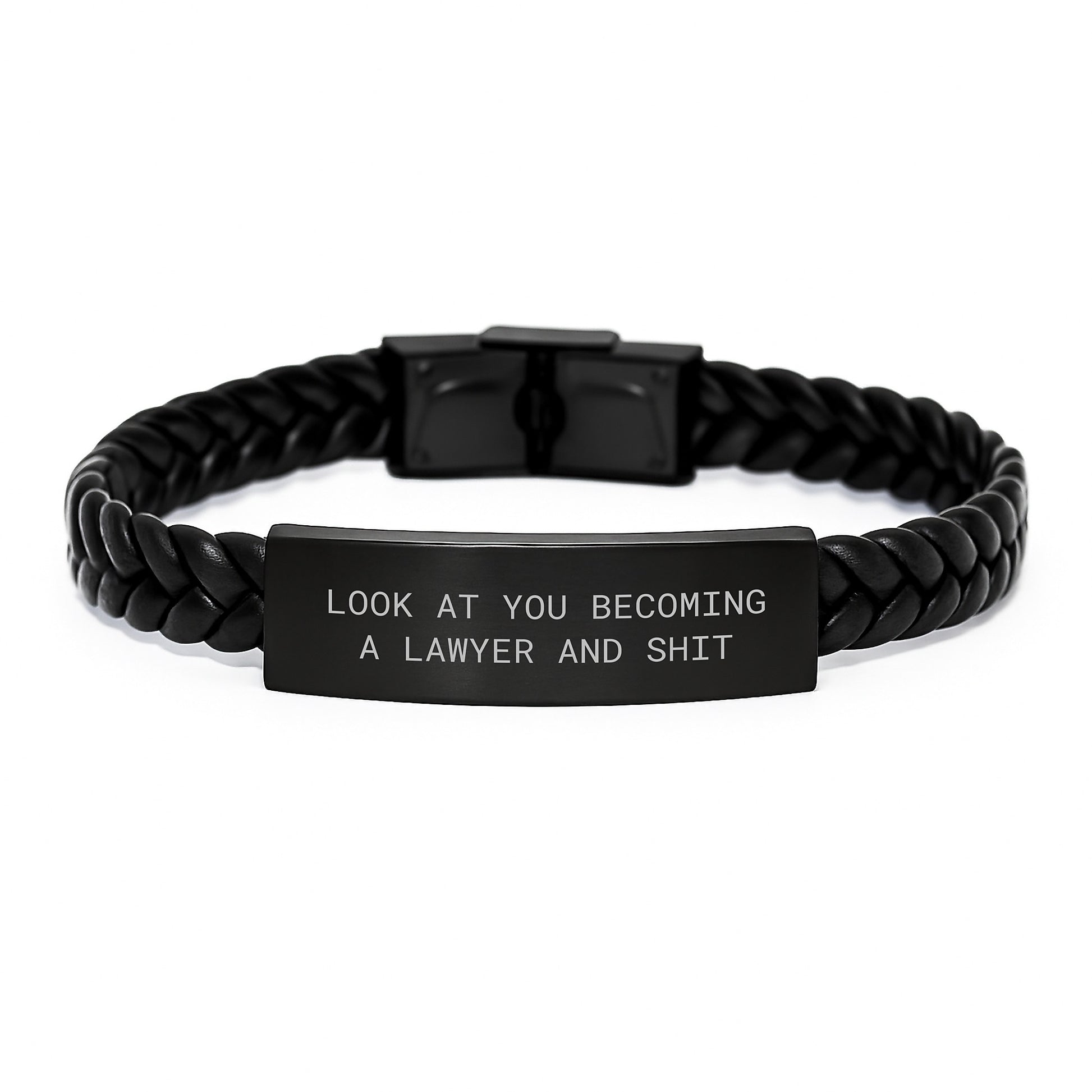 Funny Lawyer Gifts from Friends - Interlaced Leather Birthday Wishes 'Look At You Becoming A Lawyer And Shit' for Men Women Coworkers Family - Image 1