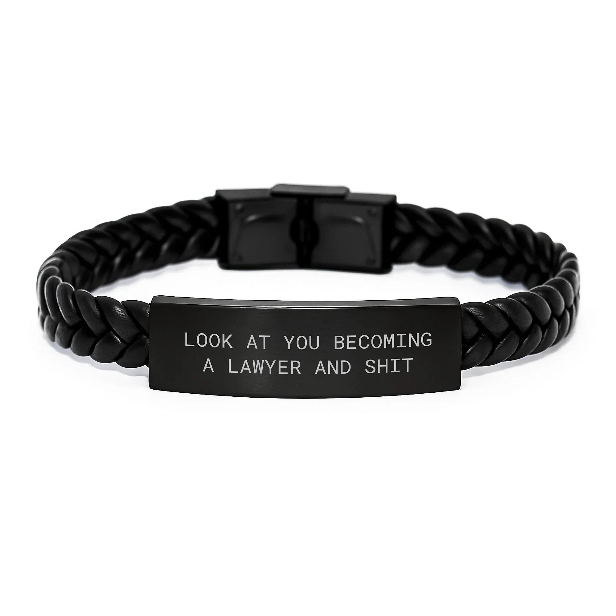 Funny Lawyer Gifts from Friends - Interlaced Leather Birthday Wishes 'Look At You Becoming A Lawyer And Shit' for Men Women Coworkers Family
