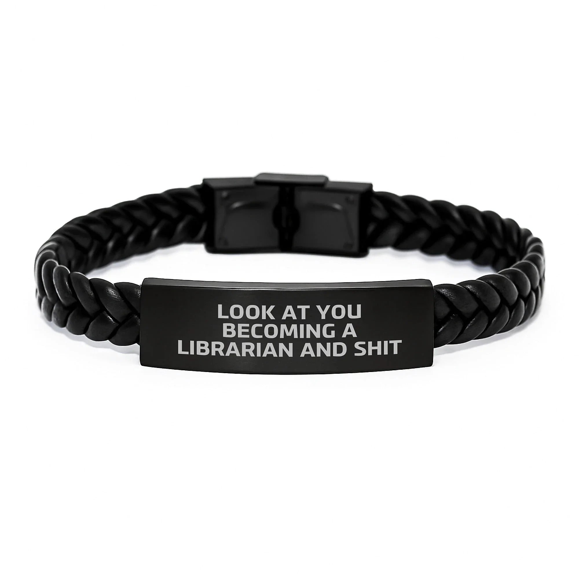 Funny Librarian Gifts, Birthday Unique Gifts from Friends to Librarian, Interlaced Leather Bracelet with Stainless Steel and PU Leather