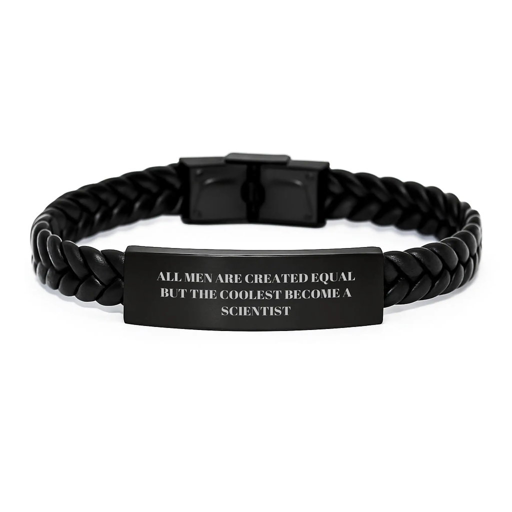 Scientist Interlaced Leather Bracelet Keepsake Birthday Gift for Him - Image 1