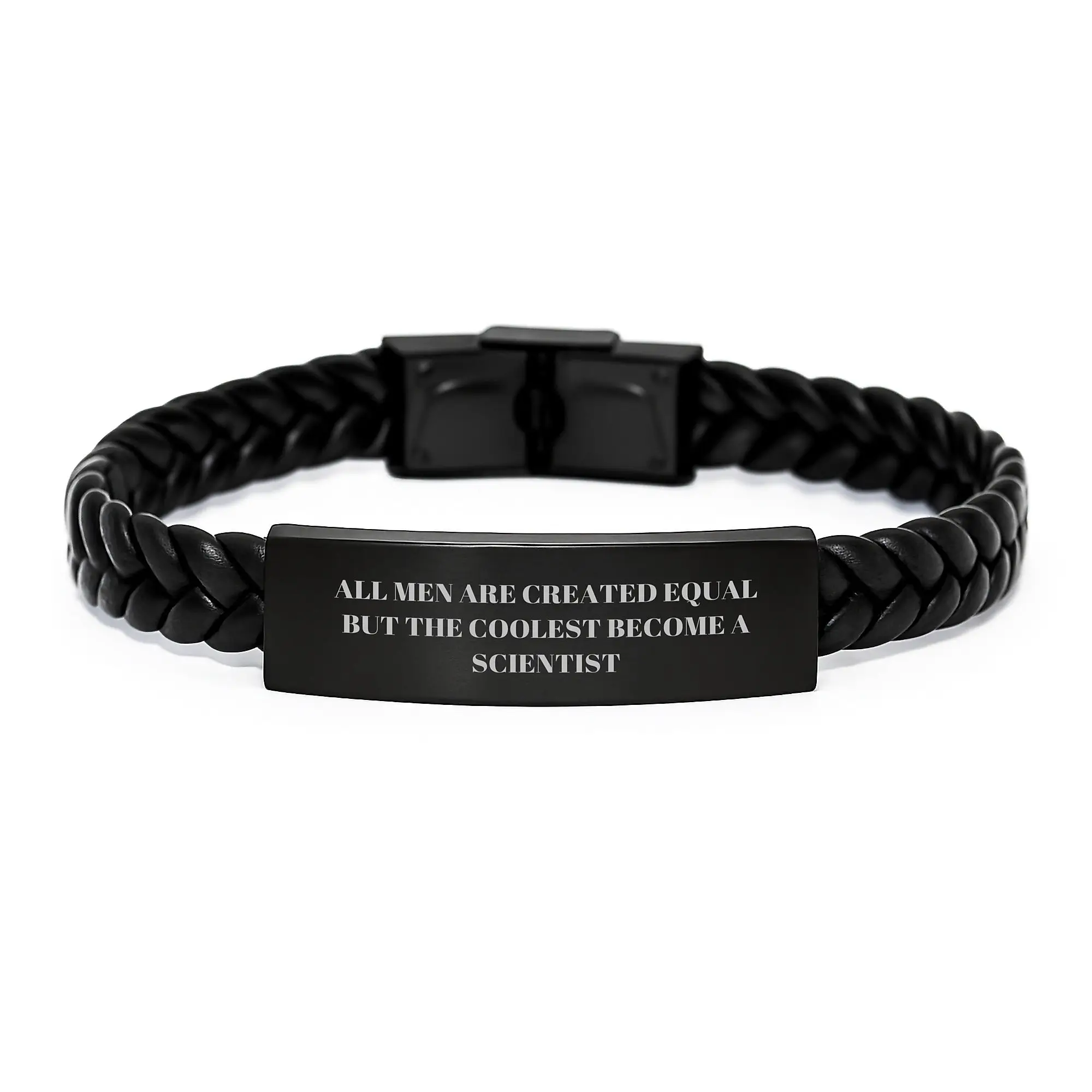 Scientist Interlaced Leather Bracelet Keepsake Birthday Gift for Him - Image 1