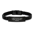 Funny Gaming Quotes Interlaced Leather Bracelet, Gifts for Playing Video Games Enthusiasts, Christmas Unique Gifts from Friends and Family