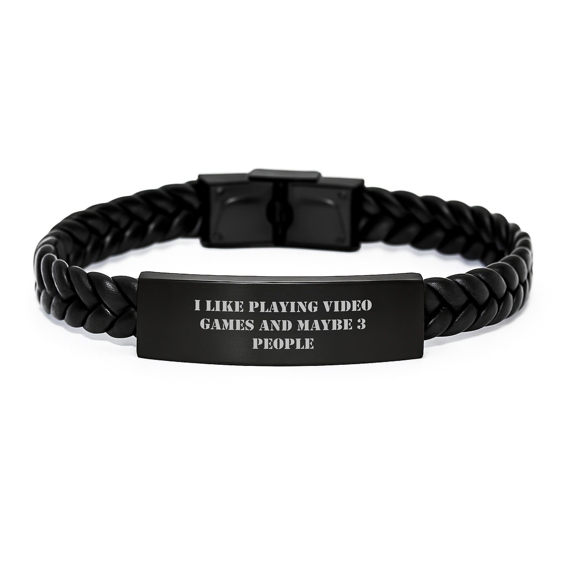 Funny Gaming Quotes Interlaced Leather Bracelet, Gifts for Playing Video Games Enthusiasts, Christmas Unique Gifts from Friends and Family - Image 1