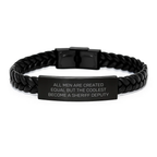 Funny Sheriff Deputy Gifts for Men, Sheriff Deputy Interlaced Leather Bracelet, Graduation Unique Gifts from Family - Image 1