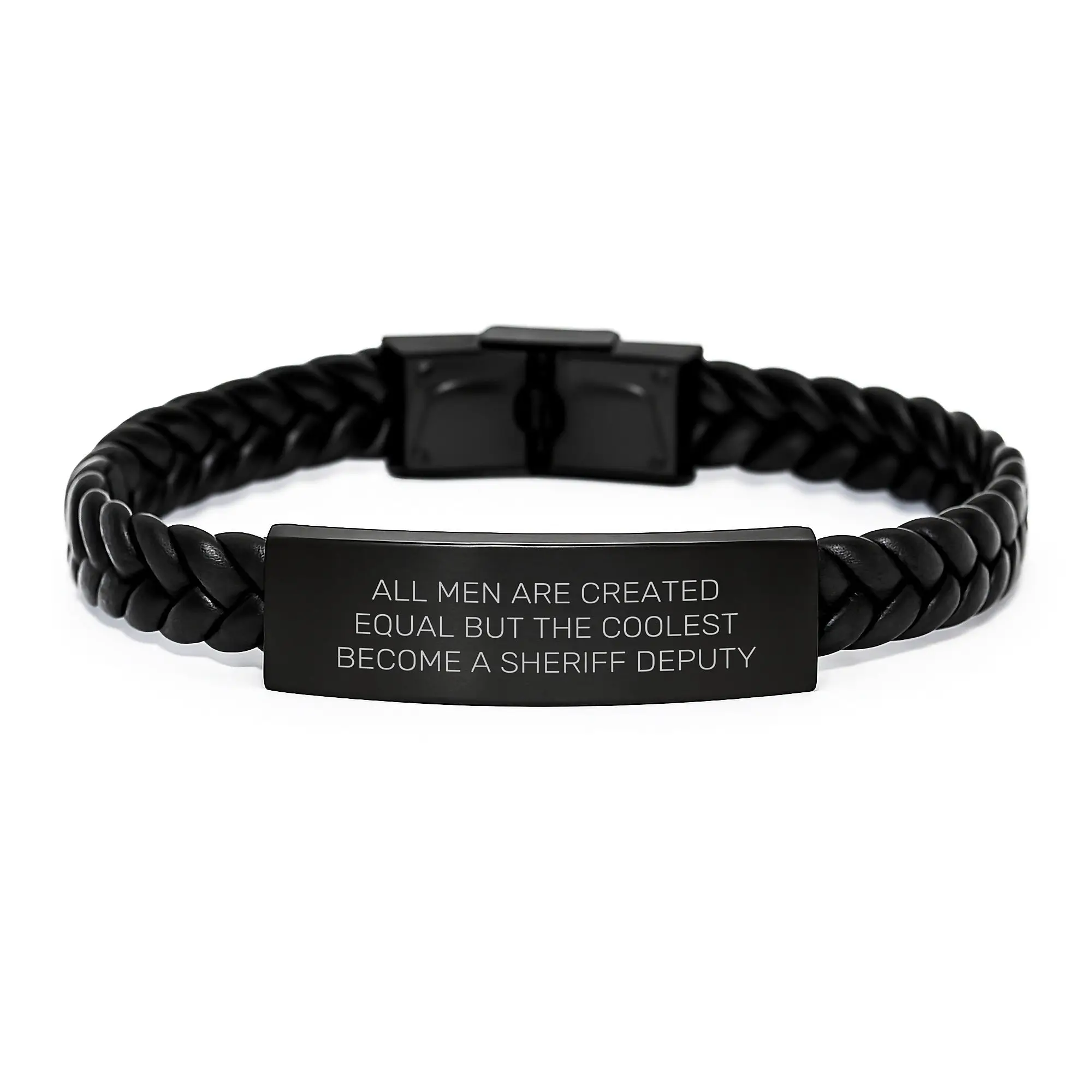 Funny Sheriff Deputy Gifts for Men, Sheriff Deputy Interlaced Leather Bracelet, Graduation Unique Gifts from Family - Image 1