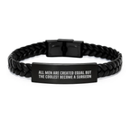Surgeon Inspired Interlaced Leather Bracelet, Funny Quote Gifts for Surgeon, Unique Graduation Gifts for Men, Leather Gifts from Family - Image 1
