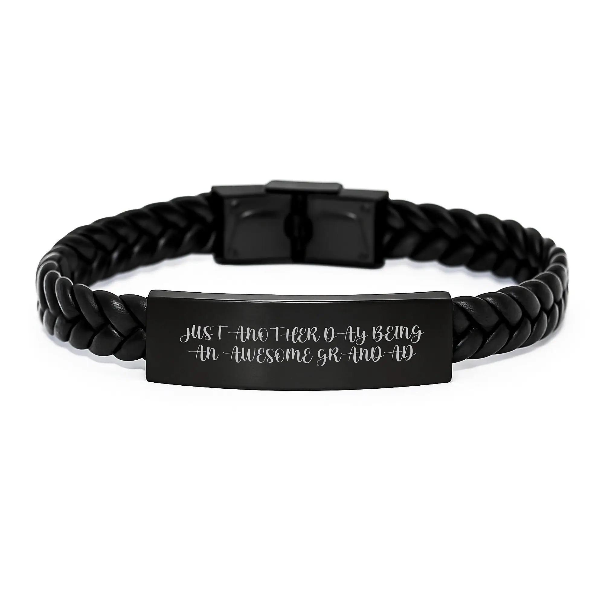 Grandad Keepsake Interlaced Leather Bracelet Surprise Birthday Gift - Image 1