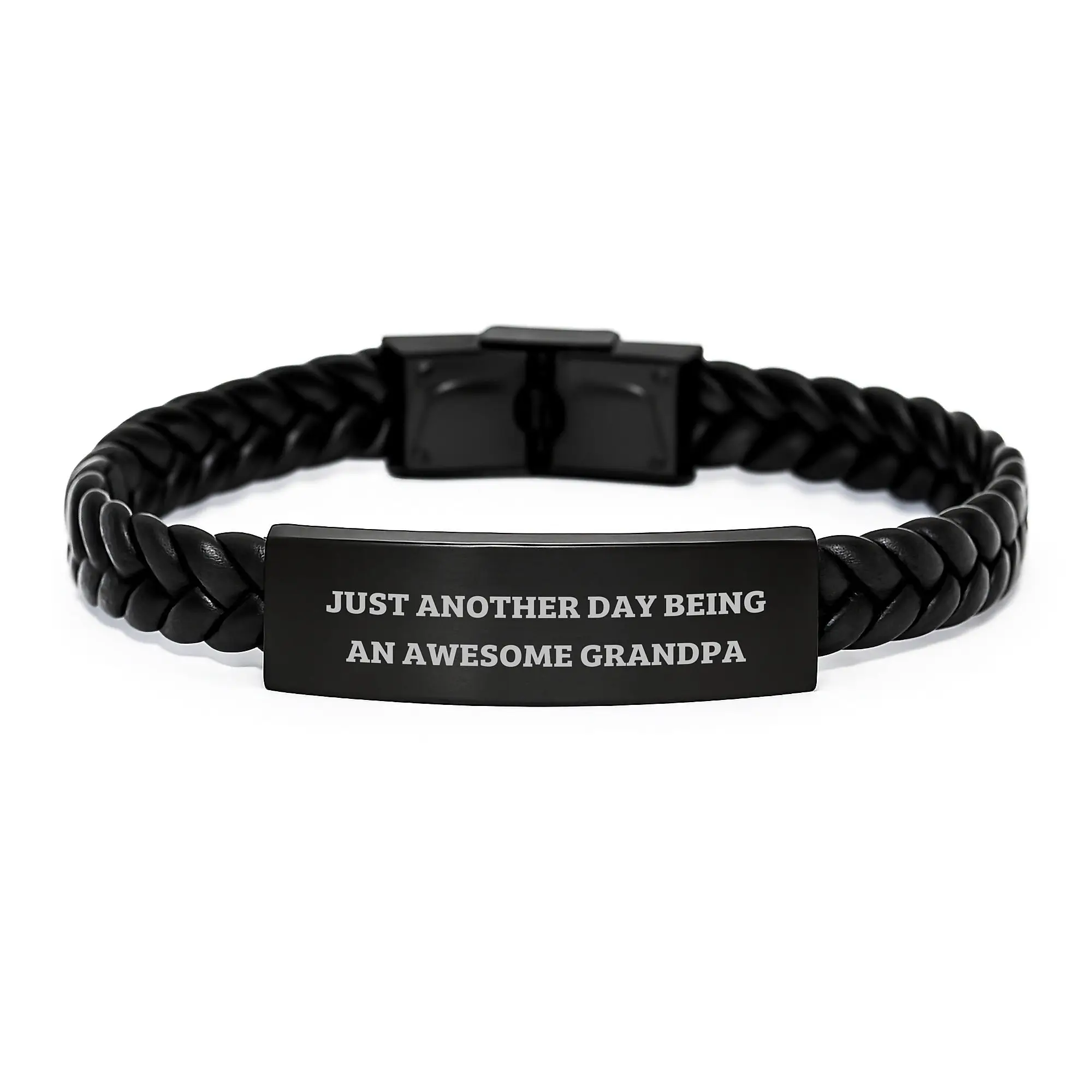 Grandpa Keepsake Interlaced Leather Bracelet for Him Birthday Gift - Image 1