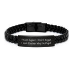 Agent Inspired Interlaced Leather Bracelet Gifts from Friends for Men, Funny Quote 'I'm An Agent. I Don't Argue. I Just Explain Why I'm Right.'