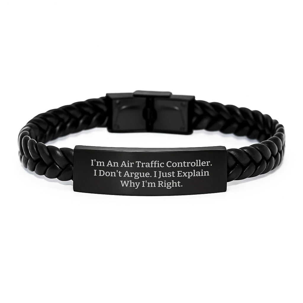 Funny Air Traffic Controller Quote Interlaced Leather Bracelet, Gifts from Men to Friends, Christmas Unique Gifts for Air Traffic Controller