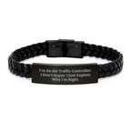 Funny Air Traffic Controller Quote Interlaced Leather Bracelet, Gifts from Men to Friends, Christmas Unique Gifts for Air Traffic Controller