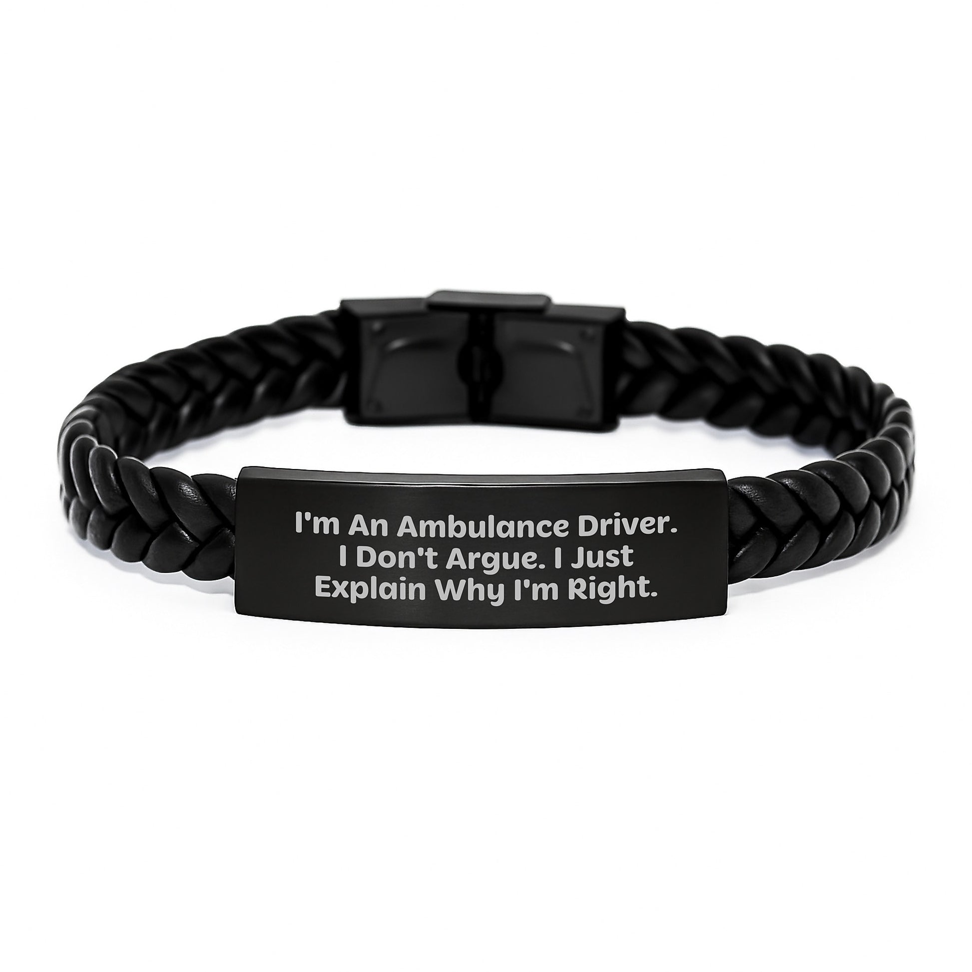 Ambulance Driver Funny Quote Gifts from Men to Ambulance Driver Friends - Interlaced Leather Bracelet with Stainless Steel and PU Leather - Christmas Unique Presents - Image 1