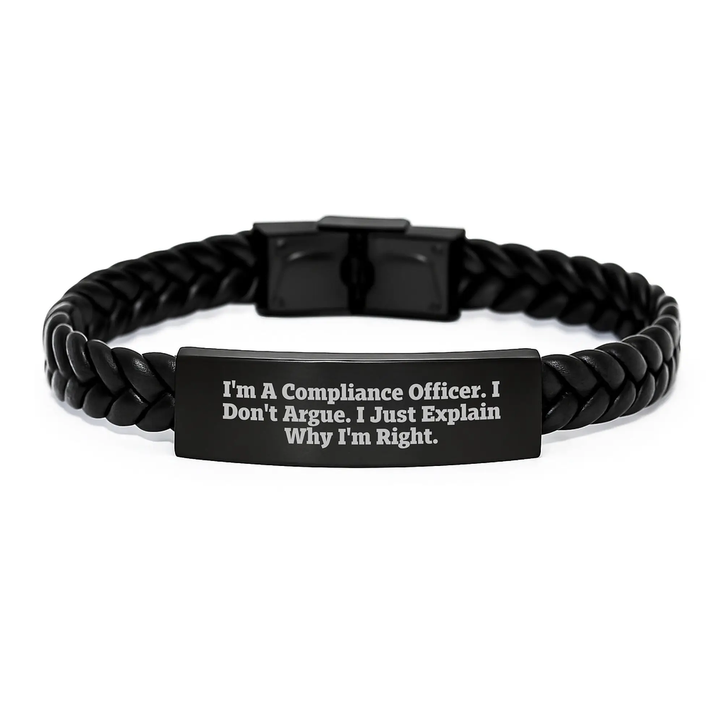 Funny Compliance Officer Gifts from Friends, Inspirational Interlaced Leather Bracelet for Graduation Unique Gifts, Compliance Officer Love Quote - Image 1