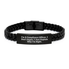 Funny Compliance Officer Gifts from Friends, Inspirational Interlaced Leather Bracelet for Graduation Unique Gifts, Compliance Officer Love Quote - Image 1