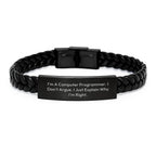 Funny Computer Programmer Gifts from Friends, Interlaced Leather Bracelet for Men, Unique Christmas Unique Gifts Ideas for Him