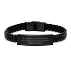 Urban Planner Graduation Unique Gifts for Men - Interlaced Leather Bracelet with Funny Quote 'All Men Are Created Equal But The Coolest Become An Urban Planner' - Image 1