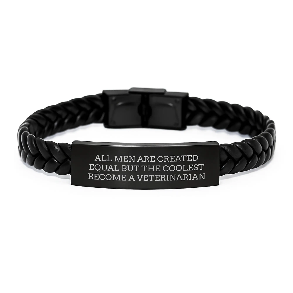 Veterinarian Interlaced Leather Bracelet for a Best Friend Birthday Gift - Image 1
