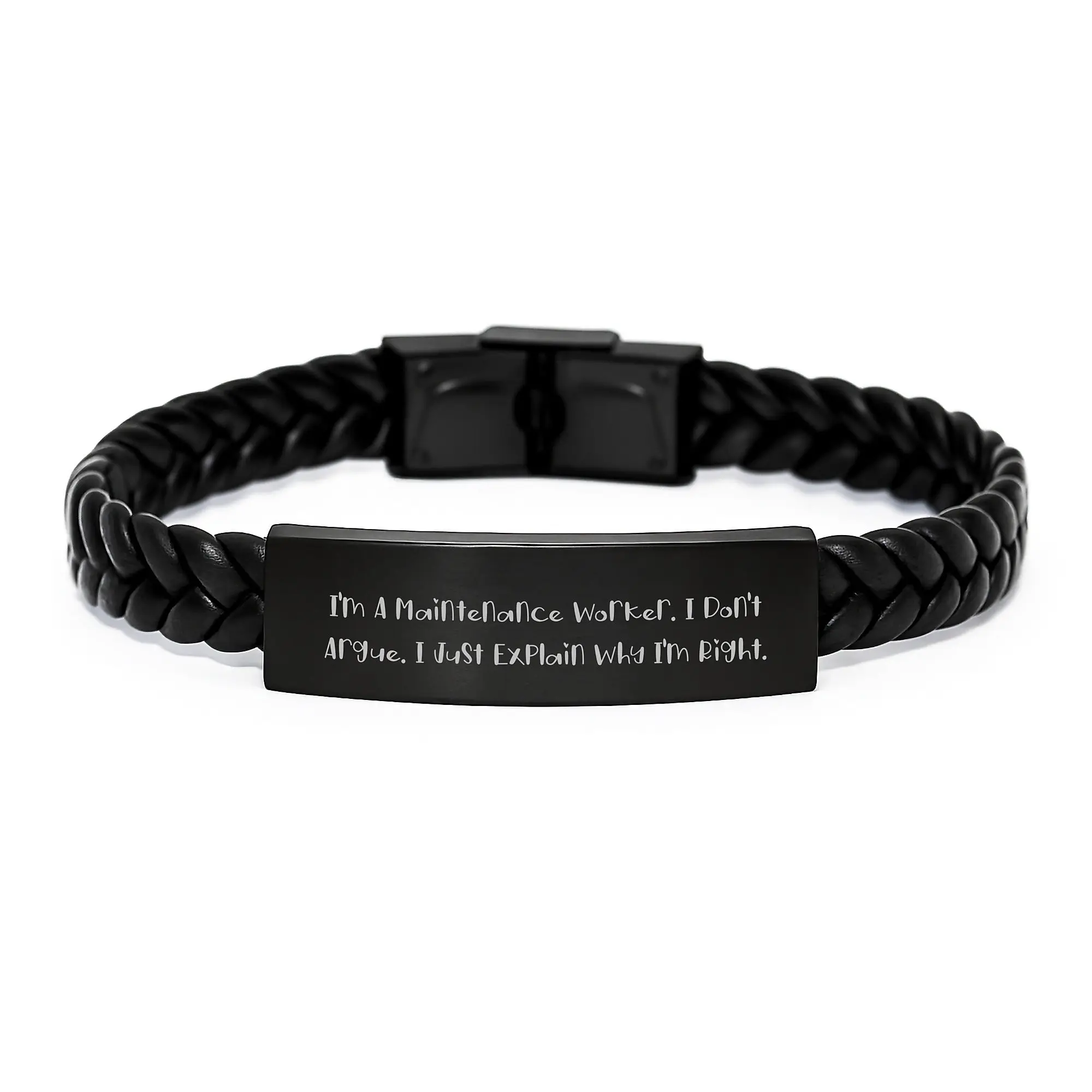 Maintenance Worker Keepsake Leather Bracelet for Him Birthday Gift - Image 1
