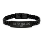 Social Worker Keepsake Interlaced Leather Bracelet for Him Birthday Gift - Image 1