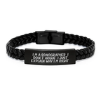 Sonographer Keepsake Interlaced Leather Bracelet for Him Birthday Gift - Image 1