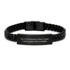 Graduation Unique Gifts for Veterinarians, Funny Quote Interlaced Leather Bracelet by Friends, Family - Image 1
