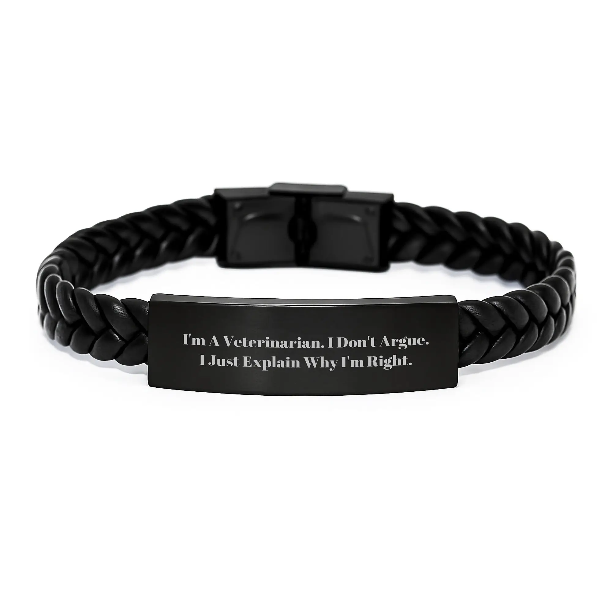 Graduation Unique Gifts for Veterinarians, Funny Quote Interlaced Leather Bracelet by Friends, Family - Image 1