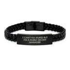Funny Manager Gifts, Interlaced Leather Bracelet, Christmas Unique Presents for Men, Women, Coworkers from Friends, Family - I Can't Fix Stupid