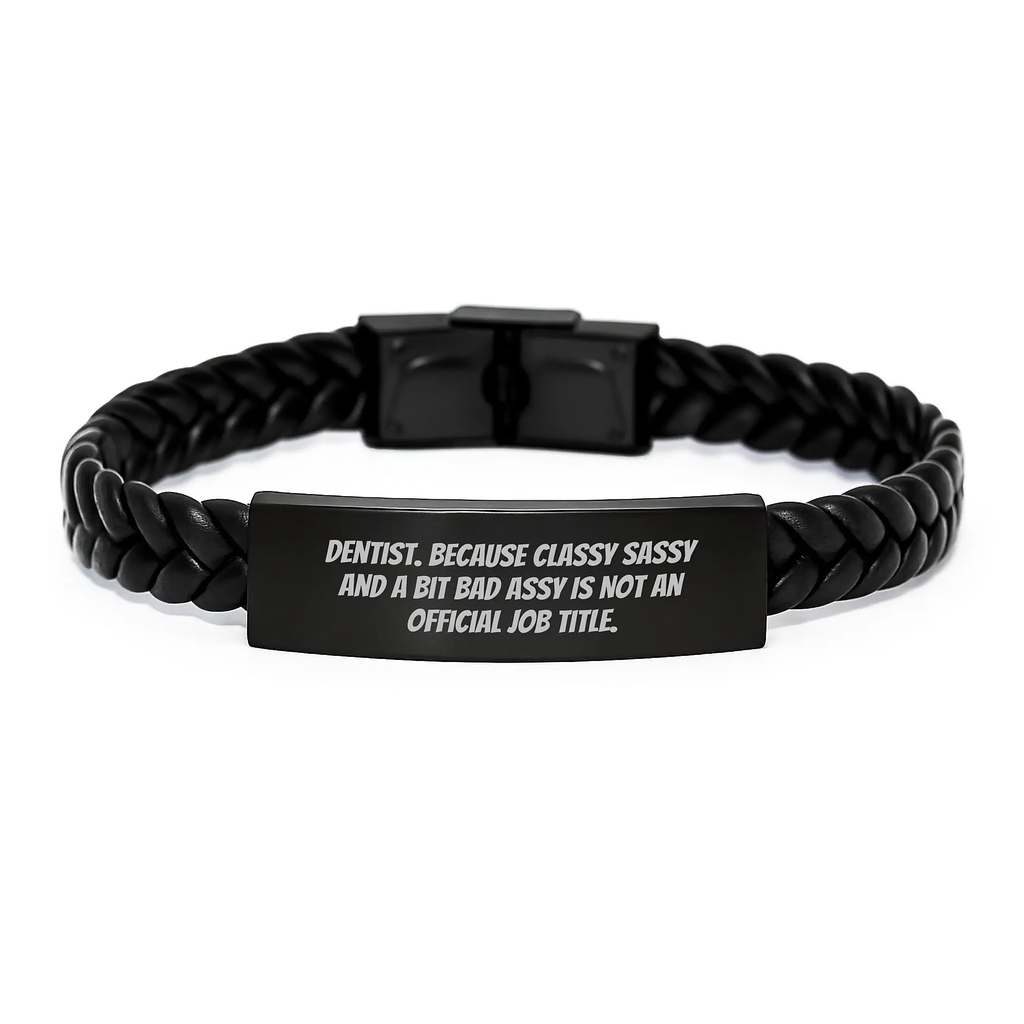 Dentist Graduation Gifts from Friends, Funny Dentist Interlaced Leather Bracelet, Unique Graduation Unique Gifts for Dentist Men, Women - Image 1