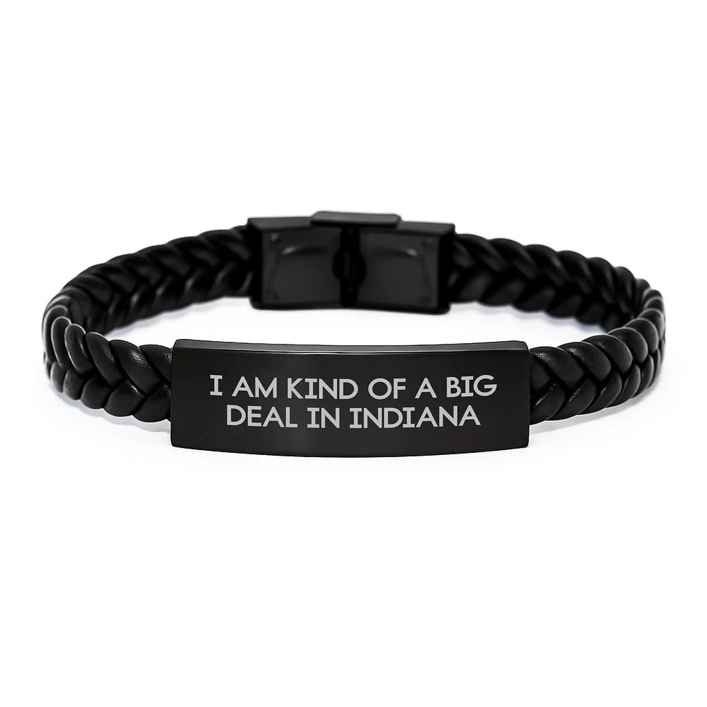 Unique Indiana Interlaced Leather Bracelet, Funny Quote Gifts for Men from Friends, Inspirational Indiana Gifts for Women, Graduation Unique Gifts from Family - Image 1