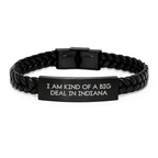 Unique Indiana Interlaced Leather Bracelet, Funny Quote Gifts for Men from Friends, Inspirational Indiana Gifts for Women, Graduation Unique Gifts from Family - Image 1