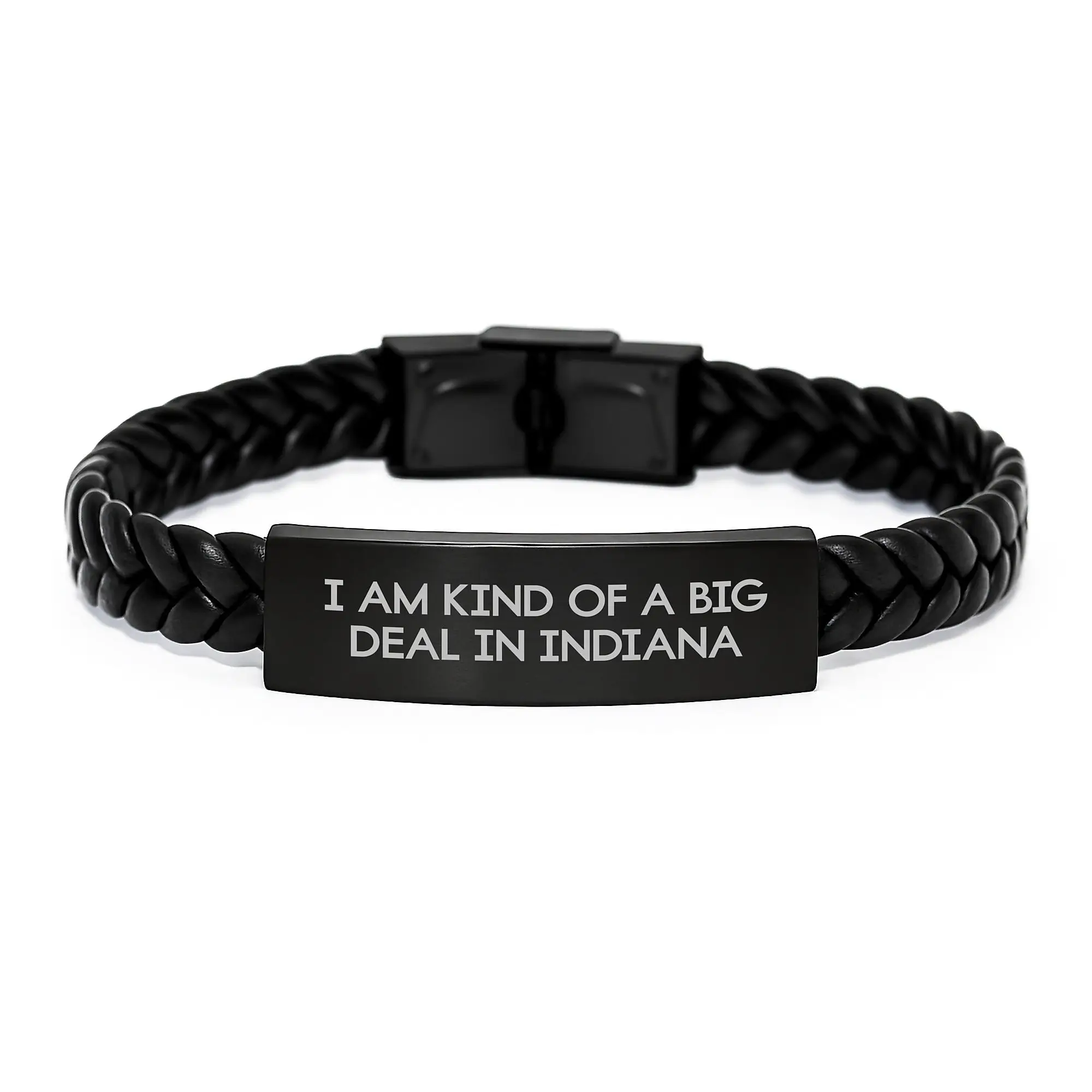 Unique Indiana Interlaced Leather Bracelet, Funny Quote Gifts for Men from Friends, Inspirational Indiana Gifts for Women, Graduation Unique Gifts from Family - Image 1