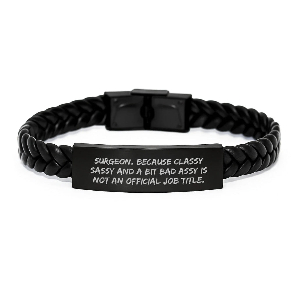 Funny Quote Interlaced Leather Bracelet Gift for Surgeon, Christmas Unique Gifts from Men to Women
