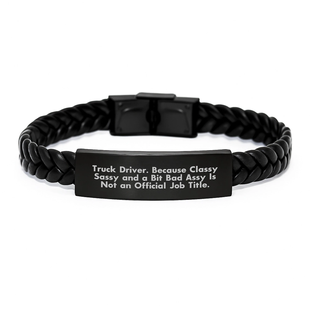 Funny Truck Driver Gifts Interlaced Leather Bracelet for Men - Valentine's Unique Gifts from Friends - Image 1