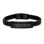 Funny Vice President Gifts for Men Graduation Unique Interlaced Leather Bracelet with Stainless Steel and PU Leather, Gifts from Friends to Vice Presidents - Image 1
